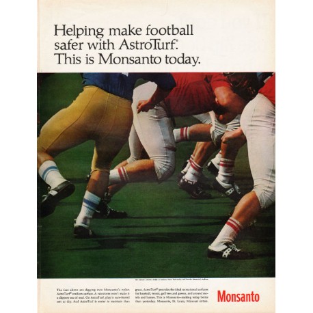 1967 Monsanto AstroTurf Ad "make football safer"