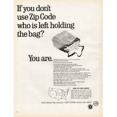 1967 Advertising Council -- Zip Codes Ad "holding the bag"