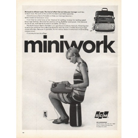 1967 SCM Corporation Ad "Miniwork is efficient work"