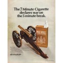 1967 Pall Mall Cigarettes Ad "7 Minute Cigarette declares war"