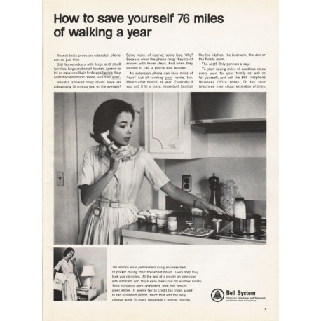 1965 Bell System Ad "save yourself 76 miles of walking"