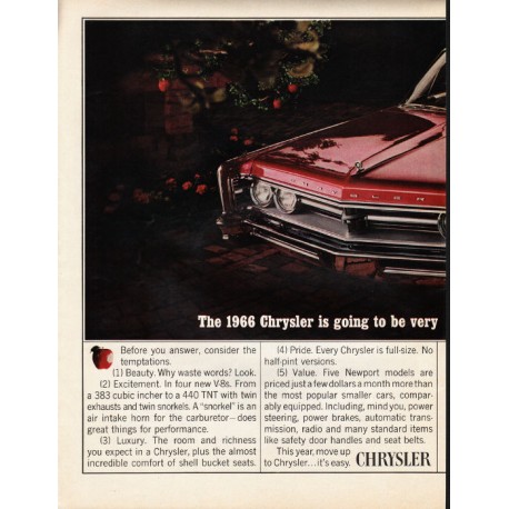 1966 Chrysler Newport Ad "very hard to resist" ~ (model year 1966)