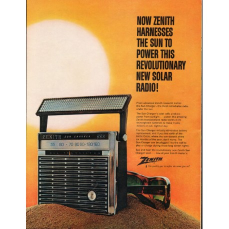 1965 Zenith Radio Ad "harnesses the sun"
