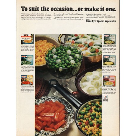 1965 Birds Eye Vegetables Ad "To suit the occasion"