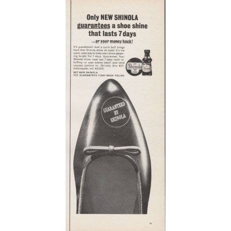 1965 Shinola Shoe Polish Ad "Only NEW SHINOLA"