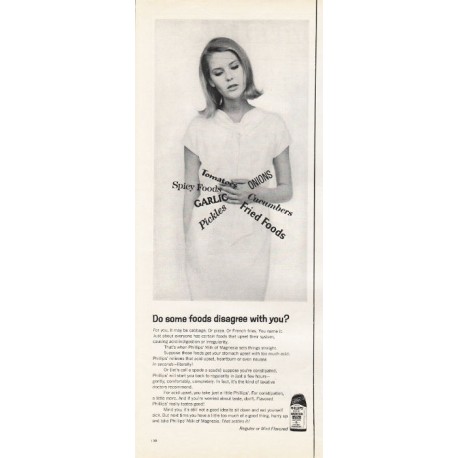 1965 Phillips' Milk of Magnesia Ad "Do some foods disagree"
