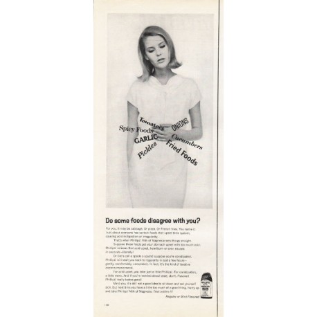 1965 Phillips' Milk of Magnesia Ad "Do some foods disagree"