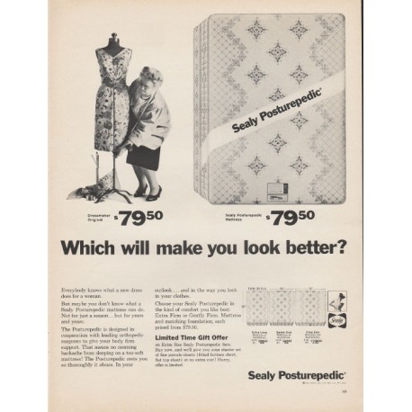 1965 Sealy Posturepedic Ad "make you look better"
