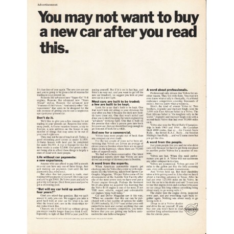1965 Volvo Ad "after you read this" ~ ad date: October 1965