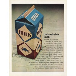 1965 Pure-Pak Cartons Ad "Unbreakable milk"