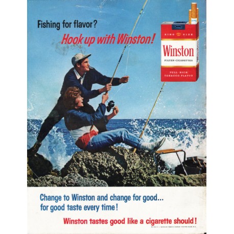 1965 Winston Cigarettes Ad "Fishing for flavor?"