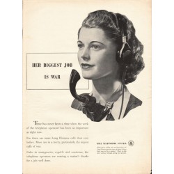 1944 Bell Telephone System Ad "Her Biggest Job"