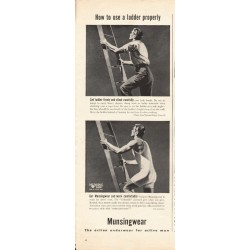 1944 Munsingwear Underalls Ad "use a ladder properly"