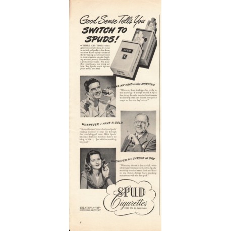 1944 Spud Cigarettes Ad "switch to spuds!"