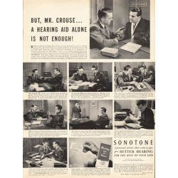 1944 Sonotone Hearing Aid Ad "But, Mr. Crouse"