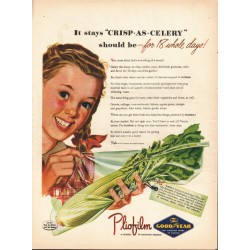 1944 Goodyear Pliofilm Ad "Crisp-As-Celery"