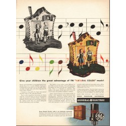 1944 General Electric Radio-Phonograph Ad "natural color music"