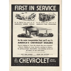 1944 Chevrolet Dealers Ad "First in Service"