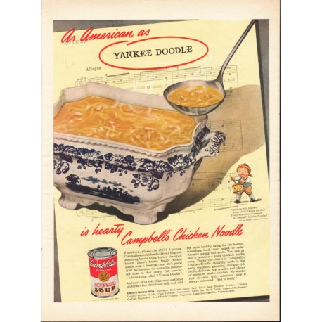 1944 Campbell's Chicken Noodle Soup Ad "Yankee Doodle"