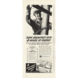 1944 Nabisco Shredded Wheat Ad "4 hours of energy"