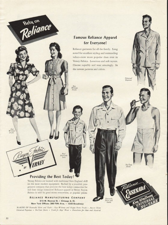 1944 Reliance Manufacturing Company Vintage Ad 