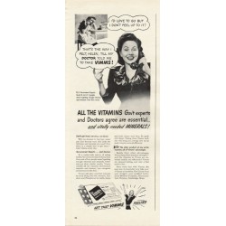 1944 Vimms Vitamins Ad "I don't feel up to it"