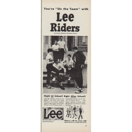 1952 Lee Riders Ad "You're "On the Team""