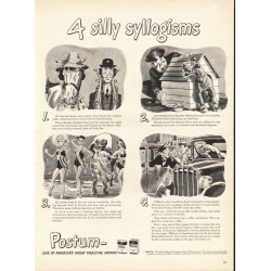 1944 Postum Coffee Drink Ad "4 silly syllogisms"