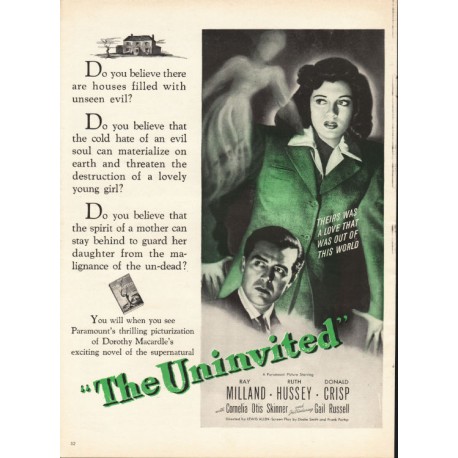 1944 The Uninvited Movie Ad "houses filled with unseen evil"