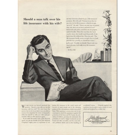 1944 John Hancock Life Insurance Company Ad "Should a man"