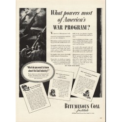 1944 Bituminous Coal Institute Ad "America's War Program"