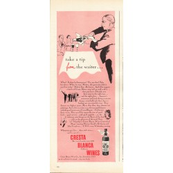 1944 Cresta Blanca Wines Ad "take a tip"