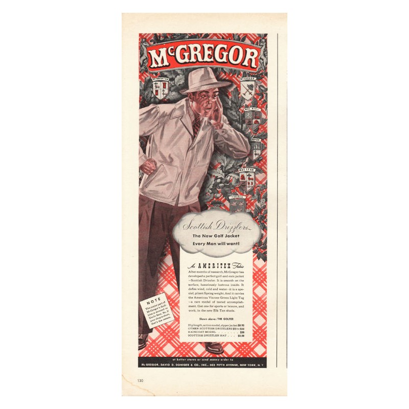 1944 McGregor Golf Jacket Vintage Ad