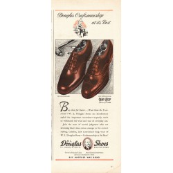 1944 W. L. Douglas Shoes Ad "Douglas Craftsmanship"