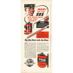 1944 Fram Oil Filter Ad "how Fram helps"