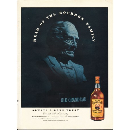 1944 Old Grand-Dad Whiskey Ad "Bourbon Family"