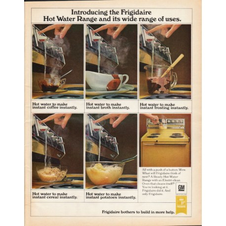 1969 GM Frigidaire Ad "Hot Water Range"