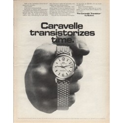 1969 Caravelle Watch Ad "transistorizes time"