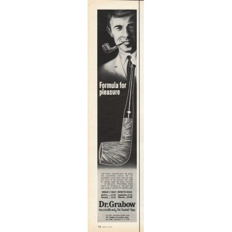 1969 Dr. Grabow Pipes Ad "Formula for pleasure"