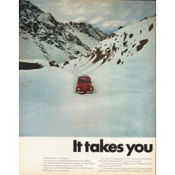 1970 Volkswagen Bug Ad "takes you to extremes" ~ (model year 1970)