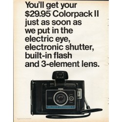 1969 Polaroid Colorpack Camera Ad "your $29.95 Colorpack"