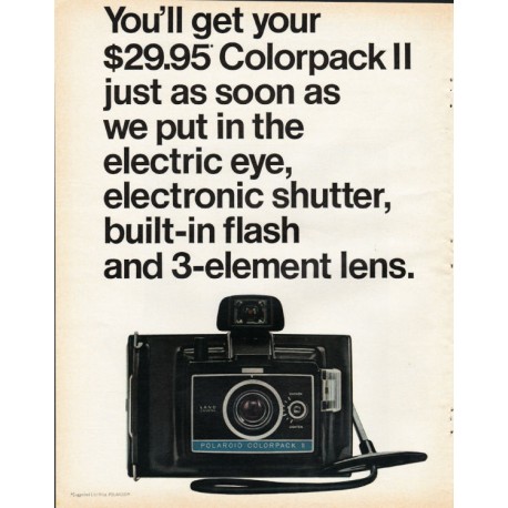 1969 Polaroid Colorpack Camera Ad "your $29.95 Colorpack"