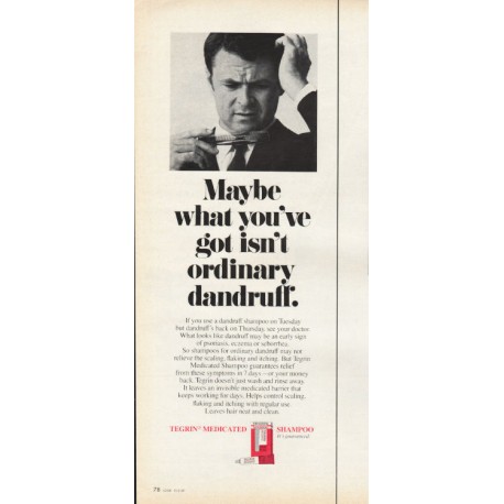 1969 Tegrin Shampoo Ad "ordinary dandruff"