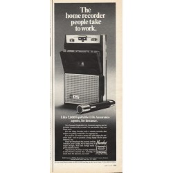 1969 Norelco Cassette Recorder Ad "take to work"