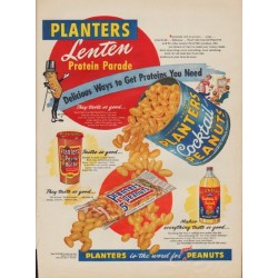 1955 Planters Peanuts Ad "Lenten Protein Parade"