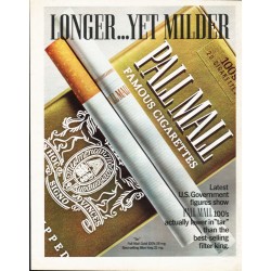 1969 Pall Mall Cigarettes Ad "yet milder"