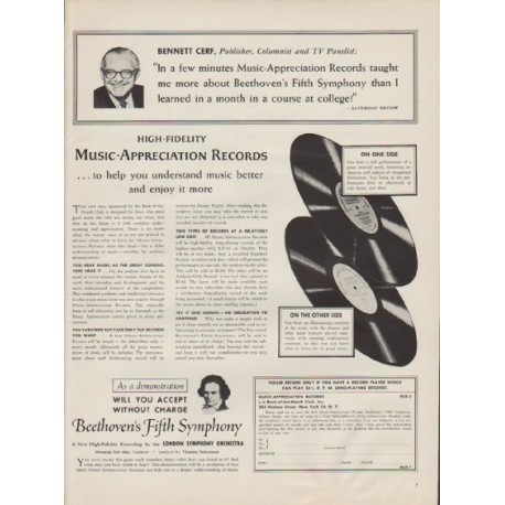 1955 Music Appreciation Record Ad "High-Fidelity"