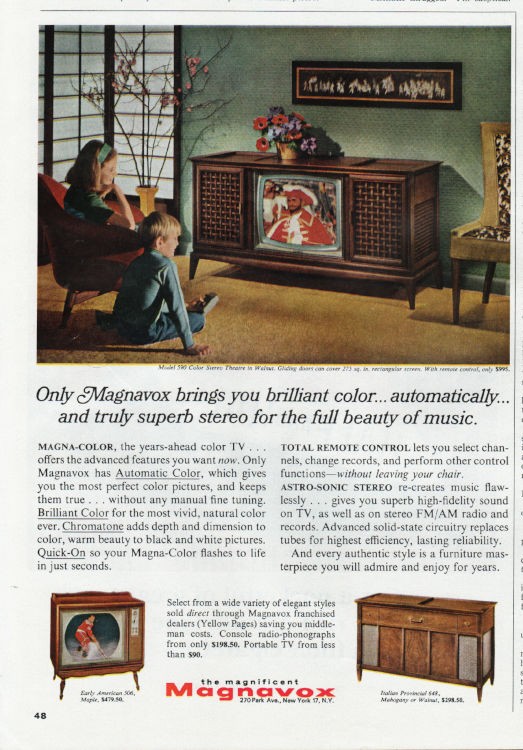 1966 Magnavox Television Vintage Ad "brilliant color"