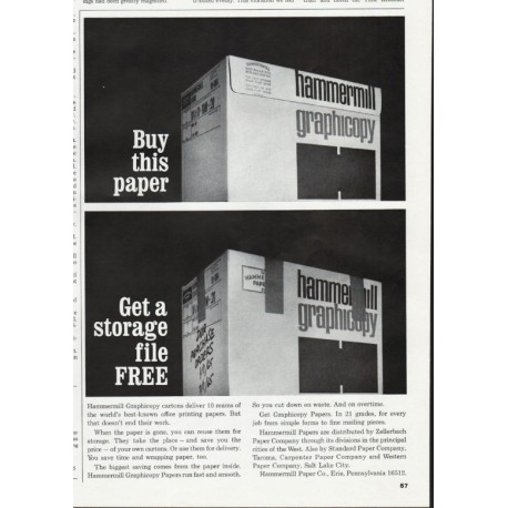 1966 Hammermill Paper Ad "Buy this paper"