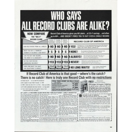 1966 Record Club of America Ad "who says"